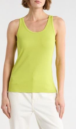 Eileen Fisher Slim Fit Scoop Neck Stretch Cotton Tank in Chartreuse at Nordstrom Rack, Size Xx-Small