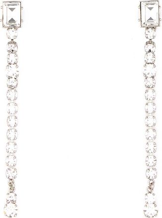 Alessandra Rich Silver Crystal Dangler Earrings