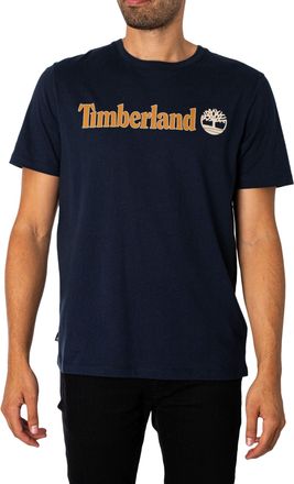 Timberland Linear Logo Short Sleeve tee T-Shirt for Men, Dark Sapphire, M