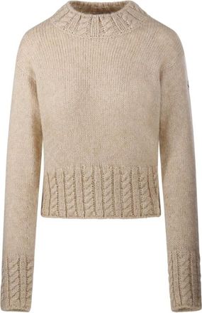 Moncler Trui met ronde hals - Dames - Truien - Beige - Maat: M Wol