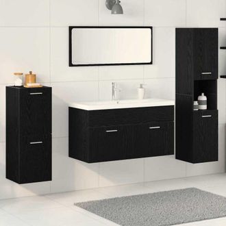 vidaXL Juego De Muebles De Ba&ntilde;o 5 Pcs Roble Negro 30 X 30 X 130 Cm Vidaxl