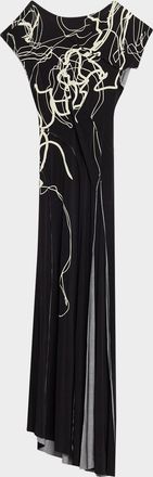 Jason Wu Bicolor Scribble-Print Gown