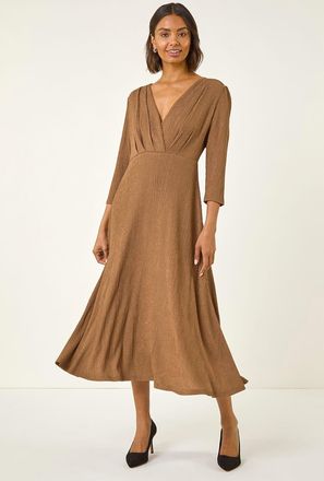 Roman Textured Wrap Midi Dress