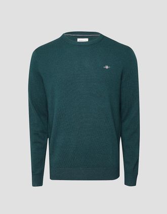 GANT Mens Lambswool Blend Crewneck Sweater - Green - Size: 40