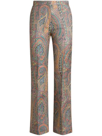 Etro paisley-print tailored trousers - women - Polyester/Cotton - 44 - Blue