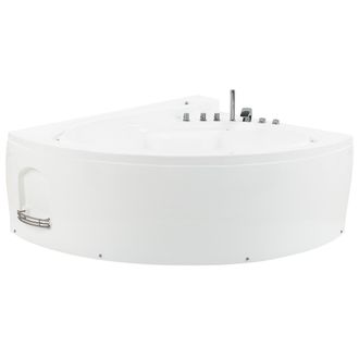 Beliani Beliani - Ba&ntilde;era De Hidromasaje De Acr&iacute;lico Sanitario Blanco Con Led Doble 206 X 164 Cm Estilo Moderno Ovalado Pelican