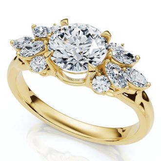Pompeii3 Certified 1 1/4ct Feather Diamond Accent Ring 14k Gold or Platinum Lab Grown