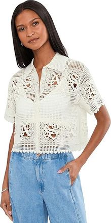 AllSaints Kyra Polo T-Shirts Womens Sweater Chalk White : LG (US 10-12), Cotton