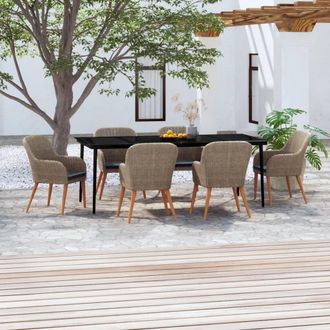 vidaXL Juego De Comedor Para Jard&iacute;n 7 Piezas Con Cojines Marr&oacute;n Vidaxl