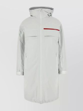Prada nylon hooded puffer with elasticated cuffs