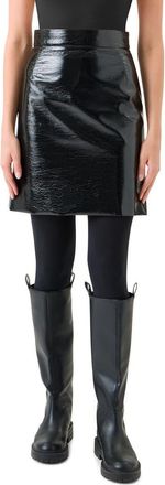 Akris Crinkled Lacquer Miniskirt in Black at Nordstrom, Size 10