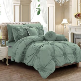 Elegant Comfort 10-pc Sunflower Comforter Set - Includes 6-pc Sheet Set With Sided Storage Pockets