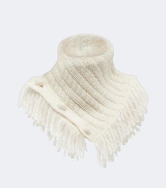 Moncler Cable-knit fringed alpaca and wool-blend scarf