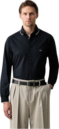 A|X Armani Exchange Katoenen Shirt - Heren - Casual Overhemden - Blauw - M - Katoen - Overhemden