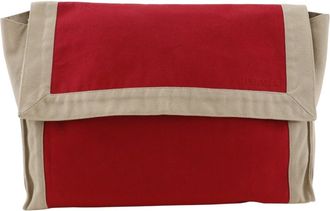 Herm&egrave;s Red Color Cotton Clutch Bag (Pre-Owned)