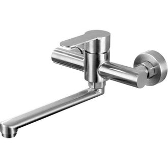 OEM Grifo De Cocina Mural Crezuo, Mezclador Giratorio De 360&deg; Para Fregadero, Acero Inoxidable 304, Acabado Cepillado.-crezuo