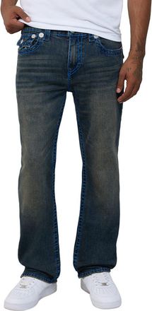 True Religion Ricky Super T Flap Straight Jeans in Greenland Dark Wash at Nordstrom, Size 36