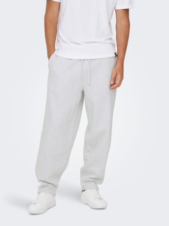 Only & Sons Sweathose ONLY & SONS ONSCERES WIDE PANT NOOS, Herren, Gr. XL, N-Gr, grau (super light grau melange), angeraute Sweatware, Obermaterial: 57% Baumwolle