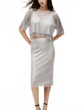 BA&SH Midi Meshy Skirt In Grey