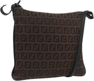 Fendi Pre-owned Cross Body Bags, female, Brown, Size: ONE SIZE Pre-owned Vintage Zucchino Canvas Shoulder Bag