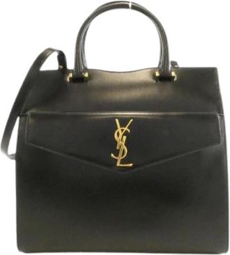 Saint Laurent Pre-owned Handbags, female, Black, Size: ONE SIZE Pre-owned Uptown Calf Tote Bag