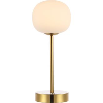 Jonathan Y Designs Natalia Modern Farmhouse Iron Rechargeable Integrated Portable LED Table Lamp in Brass Gold at Nordstrom