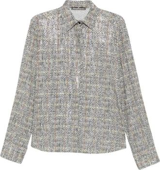 Ermanno Scervino Herringbone Crystal-Embellished Shirt - Dames - Overhemden - Veelkleurig - M - Overhemden