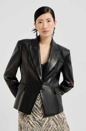 Brunello Cucinelli Nappa leather blazer in Black at Nordstrom, Size 42 It