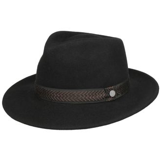 Lierys Monteco Bogart Wool Fedora Felt Made in Italy Men Autumn Winter Black
