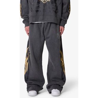 mnml Oversize Gold Foil Sweatpants in Washed Black at Nordstrom, Size X-Large