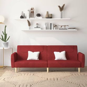 vidaXL Sof&aacute; Cama De 2 Plazas Tela Rojo Tinto Vidaxl