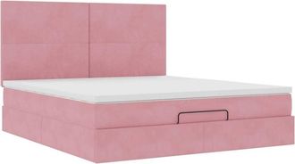 vidaXL Ottoman Bed with Mattresses Pink 180x200cm Velvet vidaXL