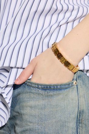 Balenciaga Brass Bracelet With Logo, Womens, Gold