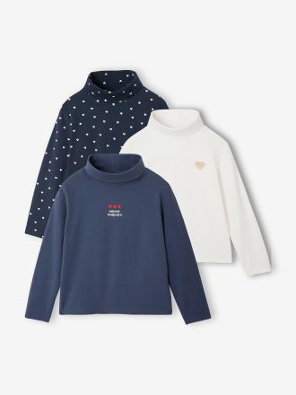 Vertbaudet 3er-Pack M&auml;dchen Rollkragenshirts tinte