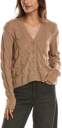 Fort&eacute; Cashmere Cable V-Neck Wool & Cashmere-Blend Cardigan