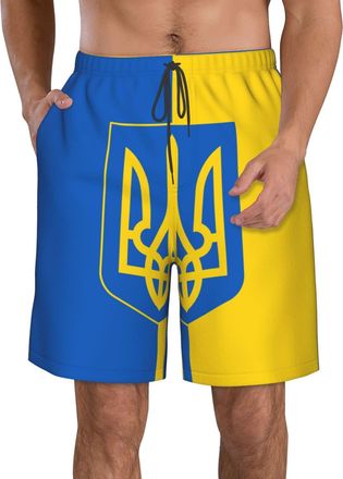 AOOEDM Flag of Ukraine Board Shorts Mans Quick Dry Swim Trunks Boys Leisure Trunks