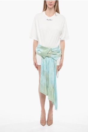 Off-white Draped Satin Skirt EXACTLY THE OPPOSITE Tee Dress size 40
