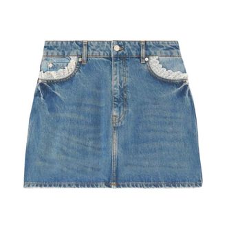 Ganni Dames, Rokken, Blauw, Maat: S Denim