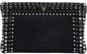 Prada Pre-owned Clutches, female, Black, Size: ONE SIZE Pre-owned Canvas Clutch