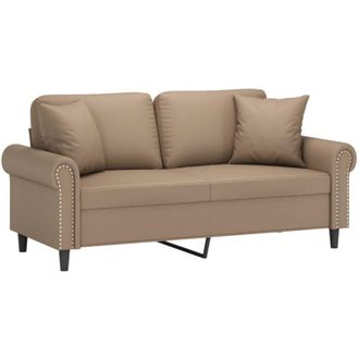 vidaXL Divano a 2 Posti con Cuscini Cappuccino 140 cm in Similpelle Vidaxl