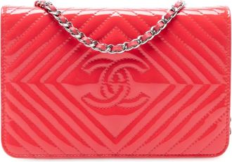 Chanel 2015-2016 CC Wallet On Chain gewatteerde gelakte crossbodytas - Rood