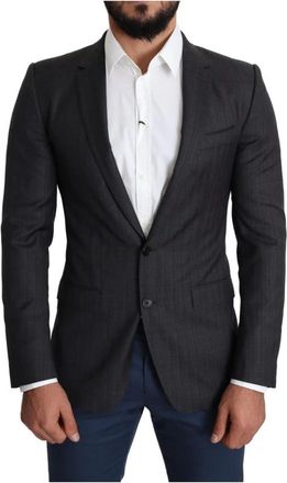 Dolce & Gabbana Klassieke Pinstripe Blazer - Heren - Blazers - Zwart - S - Wol - Jassen
