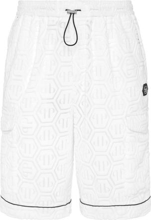 Philipp Plein Short Broeken Monogram - Heren - Korte Broeken - Wit - 2XL - Katoen - Korte Broeken