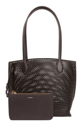 Vince Small Athene Perforated Nappa Leather Tote in Cacao at Nordstrom