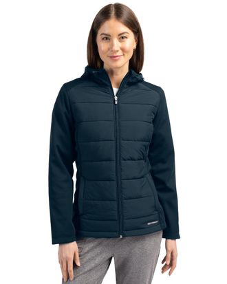 Cutter & Buck Evoke Hybrid Softshell Full Zip Womens Hooded Long SleeveJacket
