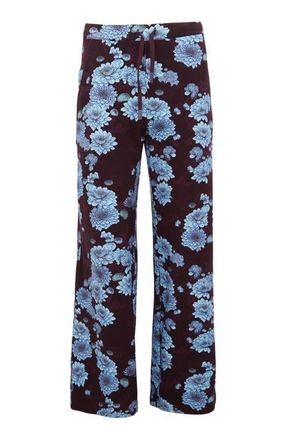 Lords of Harlech Paige Wide Leg Brushed Knit Pant in Serious Floral Plum at Nordstrom, Size Xx-Large