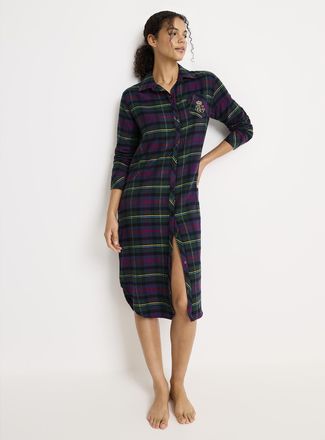 Lauren Ralph Lauren Womens Long checkered flannel nightshirt Christmas Collection
