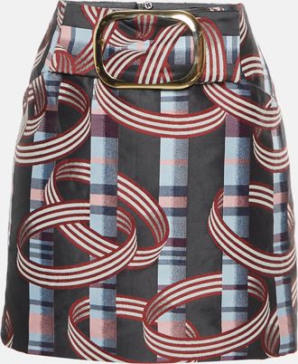 Emporio Armani Multicolour Geometric Pattern Jacquard Mini Skirt