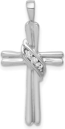 Diamond2Deal 10K White Gold AA Diamond Cross Pendant
