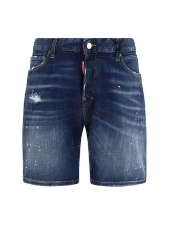 Dsquared2 Distressed Denim Bermuda Shorts - Navy